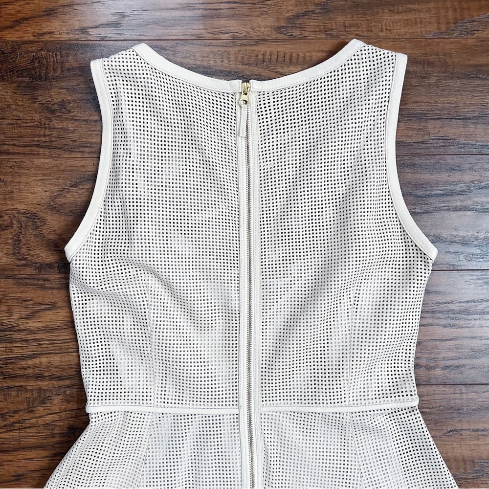 J Crew Collection • Perforated Leather Midi Dress fit & flare Sweet Vanilla ecru - Picture 15 of 16